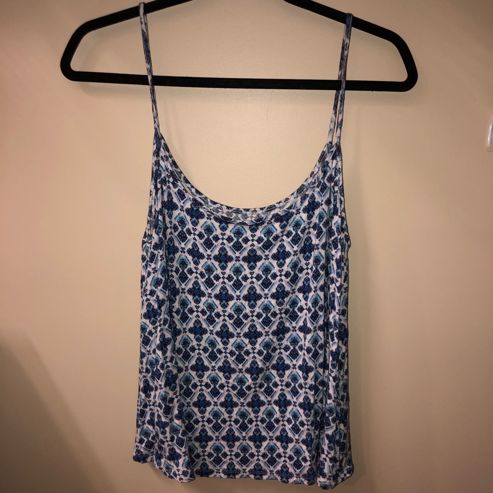 Blue patterned tank top